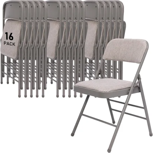Vista 9 de SEALAMB Paquete de 4 sillas plegables con asiento cómodo, marco de metal resistente, sillas apilables portátiles para bodas, fiestas, oficina