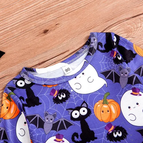 Vista 4 de 1-6T - Vestido de manga larga con estampado de calabaza fantasma, ropa de invierno