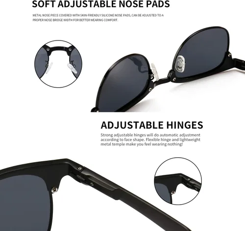 Vista 4 de SUNGAIT Classic Half Frame Retro Sunglasses with Polarized Lens