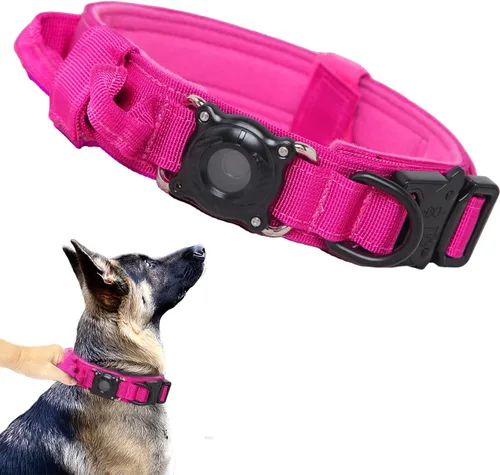 Vista 26 de Collar táctico para perro, ajustable, militar, de nailon, con asa de control y hebilla de metal resistente para perros medianos y grandes (negro, S)