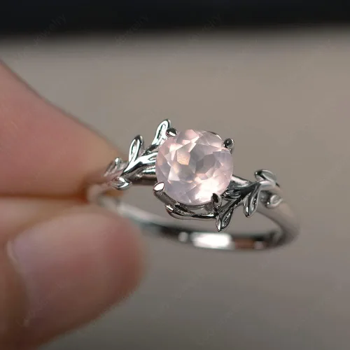 Vista 2 de LUO Anillo redondo de plata de ley 925 con piedra preciosa de 0.276 in para mujer