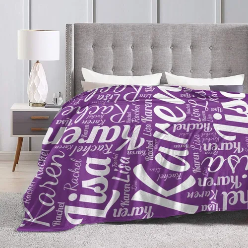 Vista 23 de Manta personalizada con nombre, mantas de franela personalizadas para bebés, niños y adultos con nombre, regalo de Navidad, cumpleaños, día de San