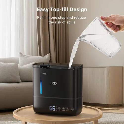 Vista 2 de JRD Top Fill Humidificadores de 4 L para dormitorio, humidificadores de niebla fría para habitaciones grandes, tiempo de funcionamiento de 40 horas