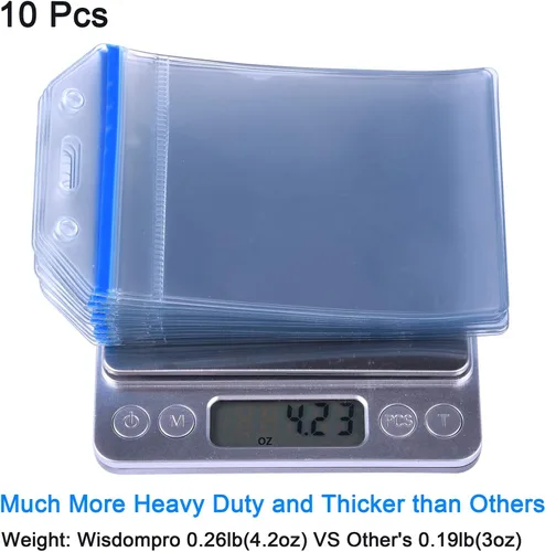 Vista 9 de Wisdompro 10 Fundas transparentes resistentes para identificación o tarjetas de trabajo, vinilo con cierre ziplock para tarjetas múltiples