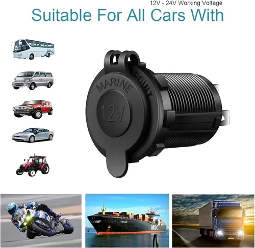 Vista 7 de ZHSMS - Enchufe para encendedor de cigarrillos, automóvil, motocicleta, ATV RV, enchufe para encendedor, toma de corriente, receptáculo de 12V Negro