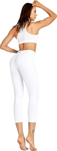 Vista 5 de COOLOMG Pantalones de yoga para mujer, mallas capri para correr, leggings de tiro bajo, entrenamiento, gimnasio con bolsillos ocultos