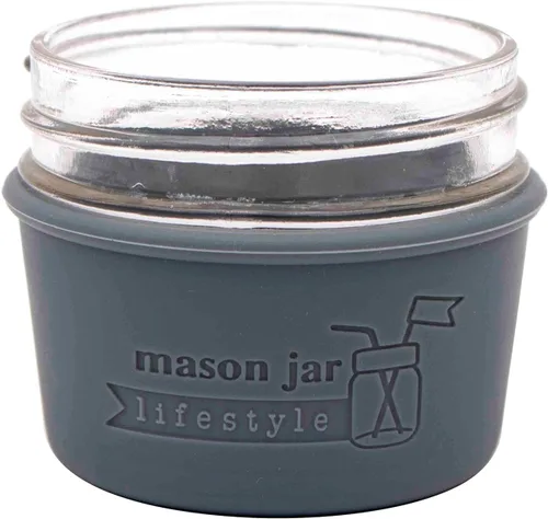 Vista 4 de Mason Jar Lifestyle - Fundas de silicona de 4 onzas para proteger bolas pequeñas, Kerr, tarros de conservas acolchados (gris carbón, paquete de 2)