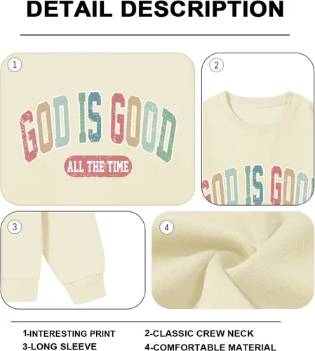 Vista 6 de Dios Es Bueno Sudadera Cristiana Sudaderas para Mujeres de Talla Grande Camisas de Jesús Fe Inspiradoras Versículo de la Biblia Pullover