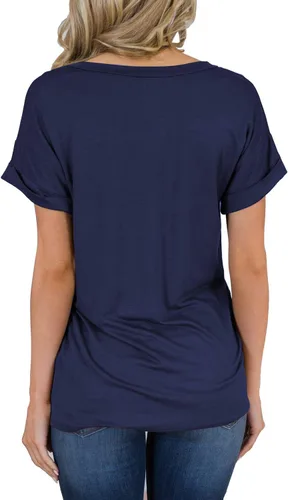 Vista 2 de Miholl Camiseta holgada, informal, de manga corta, con cuello en V, para mujer