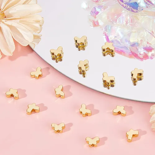 Vista 4 de Beebeecraft 1 caja de 50 cuentas sueltas de mariposa de metal para hacer collares, pulseras y joyas