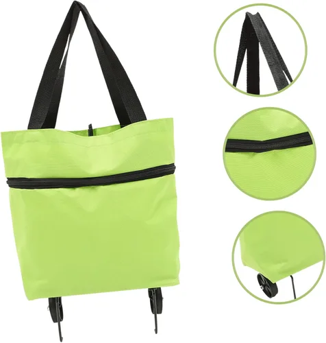 Vista 5 de Bolsa de lavandería plegable con ruedas grandes reutilizables para necesidades diarias Versátil Verde
