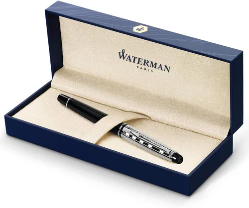Vista 9 de Pluma estilográfica profesional de acero inoxidable con detalles dorados WATERMAN, Negro
