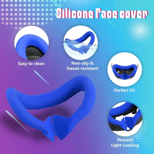 Vista 3 de VR Accessory Set and Controller Grips Cover for OculusMeta Quest 3,Include Controller Grip Cover,Handle Controller Rocker Cap,VR Silicone Face