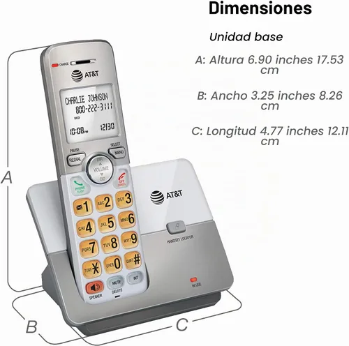 Vista 9 de AT&T EL51303 3 teléfonos inalámbricos DECT 6.0 para el hogar con altavoz en el auricular bidireccional, pantalla retroiluminada, teclado iluminado