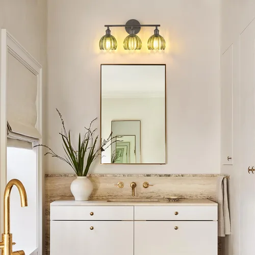 Vista 68 de Shenmoyl Lámparas de baño, lámpara de pared de 2 luces para tocador sobre espejo con pantalla de vidrio tulipán blanco para dormitorio, sala
