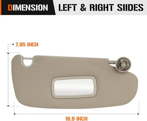 Vista 6 de Visera solar gris beige izquierda y derecha para Dodge Ram 1500 2500 3500 2002-2009, repuesto para parasol de automóvil para el lado del conductor