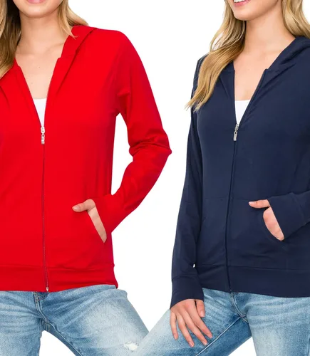 Vista 6 de Chaqueta ligera con capucha de algodón con cremallera, cómoda, casual, para uso diario