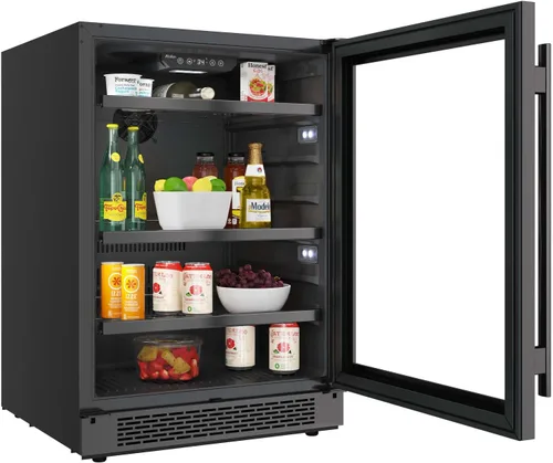 Vista 6 de Avallon ABR242SGLH Centro de bebidas de 24 pulgadas de ancho para 140 latas de bajo consumo con iluminación LED, vidrio de doble panel, panel