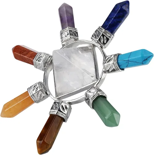 Vista 4 de Rockcloud - Pirámide generadora de energía elaborada de piedras y cristales con propiedades curativas para Reiki 1PC 3.3" Healing Crystal Stone