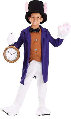 Vista 2 de Disfraz de conejo blanco para niños, Morado