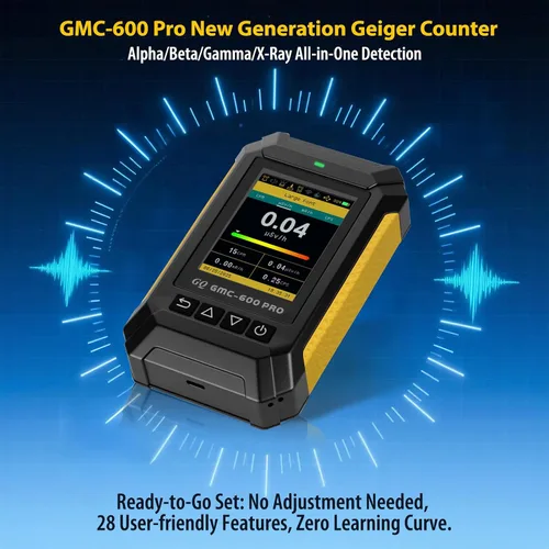 Vista 2 de GQ 600 PRO Contador Geiger Detector de Radiación Nuclear – Dosímetro para Alfa, Beta, Gamma, Rayos X – Monitor de Radiación Portátil con Datos