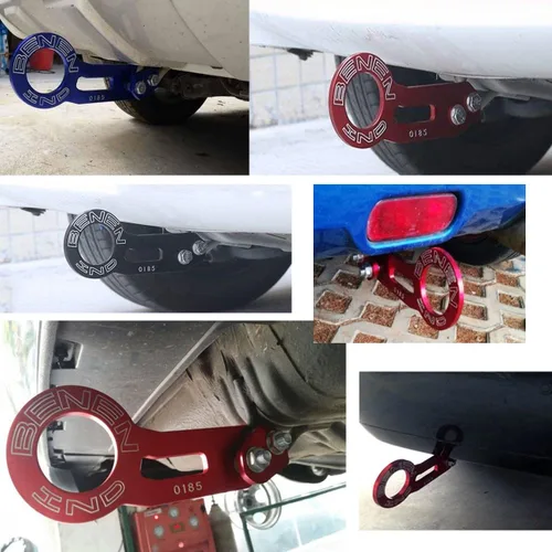 Vista 4 de Heart Horse Gancho de Remolque Trasero para Automóvil Universal, JDM Parachoques Anillo de Remolque Automático de Liberación Rápida Aleación de Negro