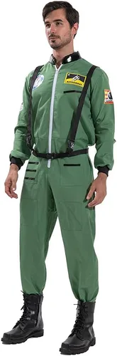Vista 3 de EraSpooky Disfraz de astronauta para hombre, disfraz de Halloween para adultos, tallas XS-XL, para fiesta de disfraces y cosplay, color naranja