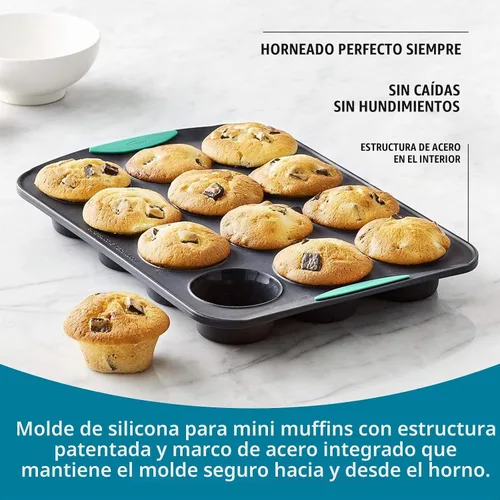 Vista 2 de Trudeau Structure - Molde de silicona para magdalenas, 12 tazas, silicona flexible con forro duro para mantener la forma, antiadherente, sin BPA