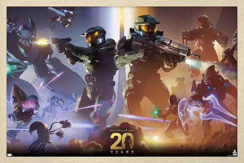 Vista 14 de Trends International Halo - Póster de pared de 20 años, 22.4 pulgadas de largo x 14.7 pulgadas, versión enmarcada en madera de granero