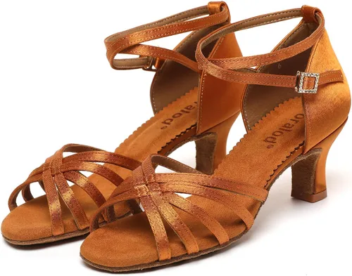Vista 2 de foralod Zapatos de baile para mujer, tacones de baile de salón, zapatos de baile latino para adultos, zapatos de salsa para mujer, zapatos