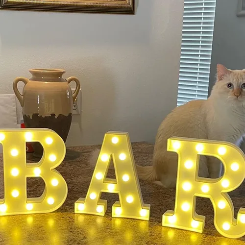 Vista 4 de Luces LED de marquesina, letrero de barra iluminado, lámpara de letras para bar, bar, funciona con pilas, para boda, fiesta de cumpleaños, lámpara
