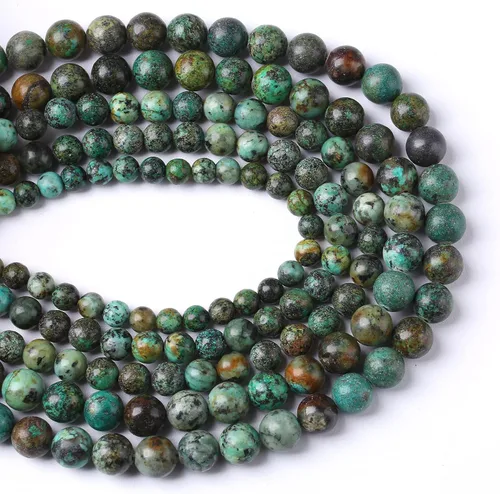 Vista 3 de 4mm 90 piezas Cuentas de piedra natural de turquesa africana para hacer joyería Cuentas sueltas de gemas redondas para pulseras, collares, aretes