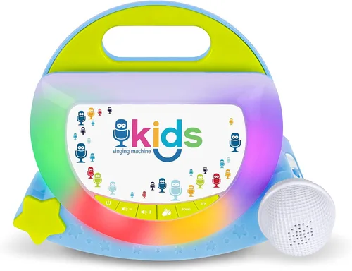 Vista 4 de Singing Machine Kids SMK929BG - Altavoz portátil con canciones pregrabadas y efectos de sonido, azul/verde