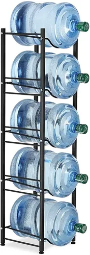Vista 8 de LIANTRAL Estante para botellas de agua de 5 galones - Soporte desmontable resistente de 3 niveles para el hogar, oficina (negro)