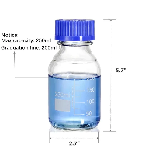 Vista 2 de Yopay Paquete de 10 botellas de almacenamiento multimedia con tapa de rosca azul GL45, botella de vidrio reutilizable de 8.5 fl oz, recipiente