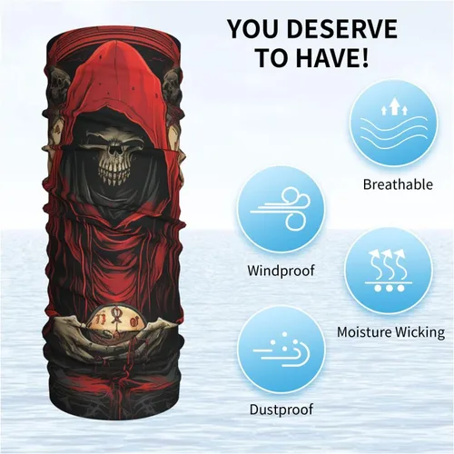 Vista 6 de CASGTNZ skull grim reaper Death angel Abstract red Neck Gaiter Face Cover Balaclava Gaiter Mask for Men Women Bandana for Motorcycle Cycling Riding