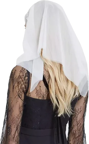 Vista 4 de Velo de Mantilla de encaje floral, vintage, bufanda latina para cubrir la cabeza, velo de capilla