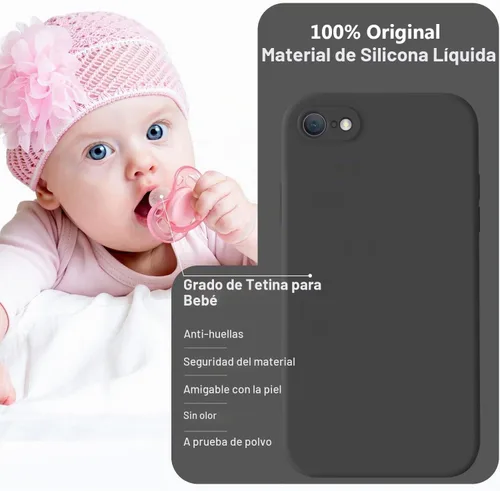 Vista 7 de Vooii Funda para iPhone SE 2022/3rd/2020, iPhone 8/7, silicona líquida mejorada con [bordes planos] [protección de cámara]