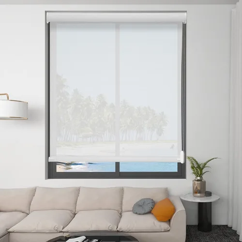Vista 7 de Changshade Persianas enrollables opacas personalizadas, persianas enrollables con cenefa, oscurecimiento de la habitación, sin cables, con Blanco