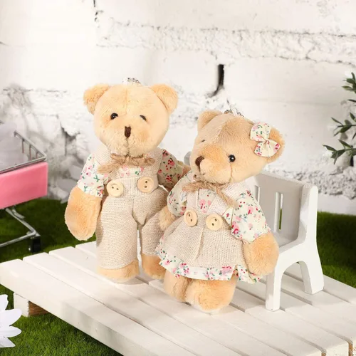 Vista 4 de 12 piezas de mini osos de peluche, mini oso de peluche de pareja con ropa de arpillera, juguetes de animales pequeños para decoraciones
