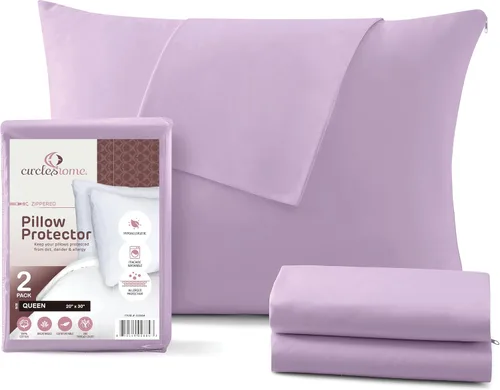 Vista 71 de CirclesHome Juego de 4 protectores de almohada estándar con cremallera, fundas de almohada transpirables 100% algodón, protegen las almohadas