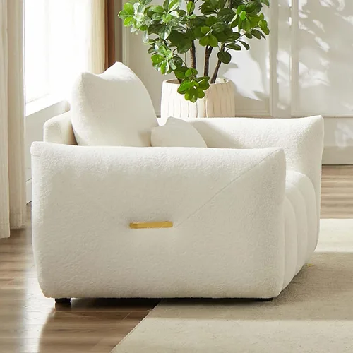 Vista 9 de Antetek - Sofá individual moderno de 35 pulgadas, cómodo asiento profundo de tela de peluche, silla de sala de estar, sofá de lectura Boucle de ocio