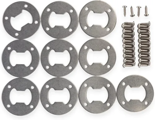Vista 9 de Buffalo Bottle Craft Insertos para abridor de botellas de acero inoxidable, paquete de 4, redondos, 2 pulgadas de diámetro, 4 agujeros, 4 tornillos