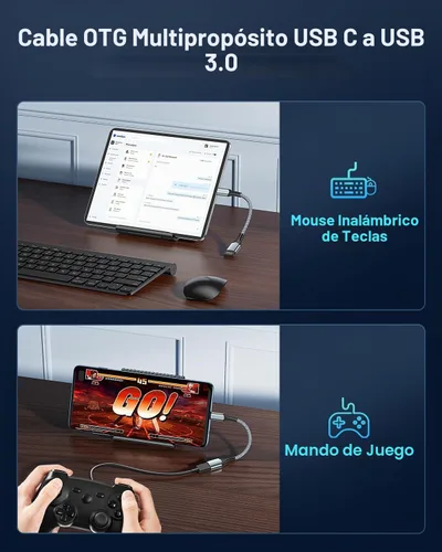 Vista 5 de Adaptador USB C a USB 3.0 OTG, paquete de 2 USB C macho a USB 3.0 hembra OTG cable Thunderbolt3 On The Go para Samsung Galaxy S20 S20+ Ultra S8 S9