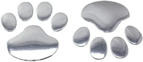 Vista 7 de 2 calcomanías cromadas 3D de huella de perro para automóvil, emblema de automóvil, calcomanías creativas con estampado de patas, calcomanías