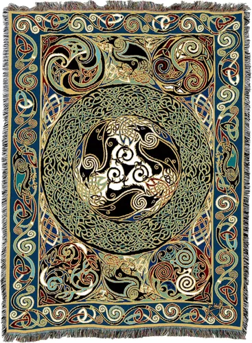 Vista 2 de Manta Morrigan Ravens de Jen Delyth, tapiz de regalo celta tejida de algodón, fabricada en los Estados Unidos (72 x 54 pulgadas)