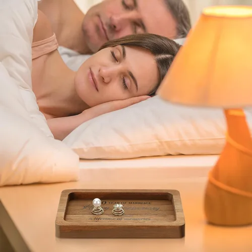 Vista 5 de Gerrii Bandeja rectangular grabada de madera para regalo de aniversario, regalos de madera para él, marido, esposa, plato de baratijas, bandeja