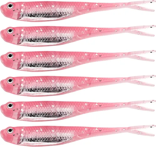 Vista 14 de QualyQualy 5 señuelos de pesca suaves de Swimbait, 6 unidades Jerk Shad Minnow Drop Shot Señuelo para Bass Bait Shad Señuelo suave Jerkbait