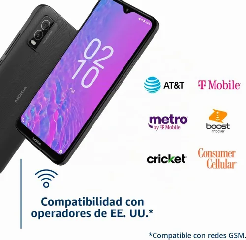 Vista 5 de Nokia C210 T-Mobile, AT&T, Cricket Android 13 Smartphone desbloqueado Batería para todo el día Versión estadounidense 3/32 GB Pantalla