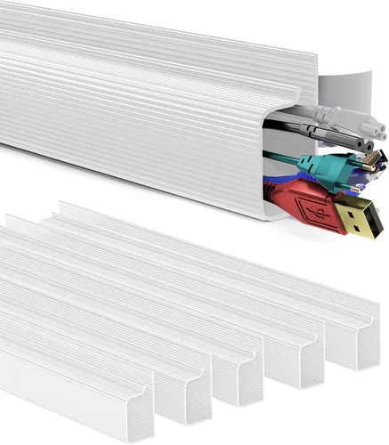 Vista 18 de Delamu Paquete de 2 organizadores de cables debajo del escritorio, organización de cables ordenada segura debajo de los escritorios para oficina
